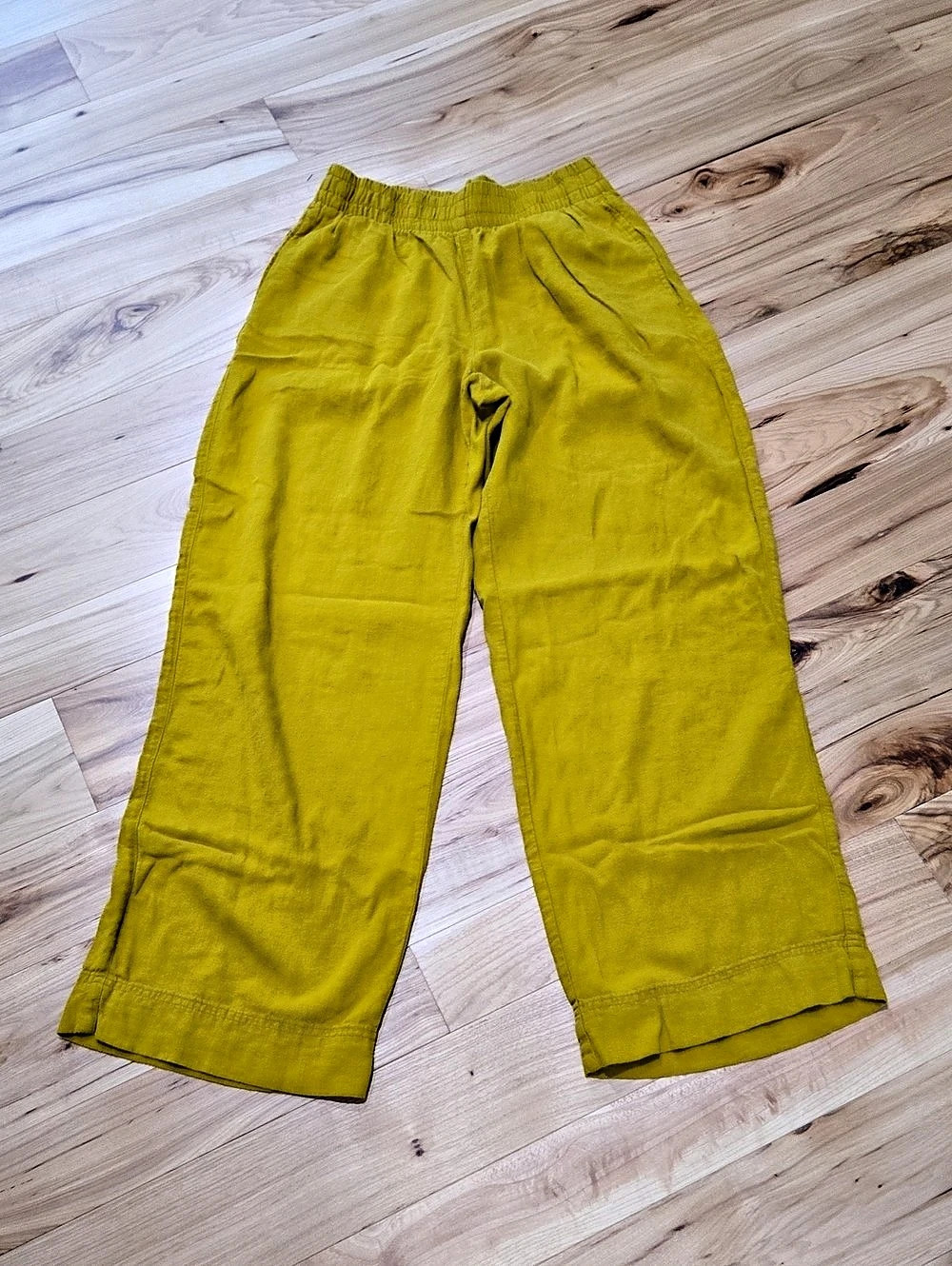 Old Navy High-Waisted Linen-Blend Wide-Leg Pants in Mustard Yellow XS